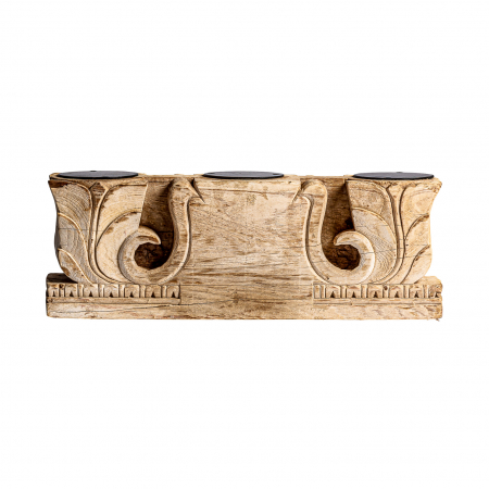 Suport lumanare etnic lemn tec mare|Suporturi decorative [1]