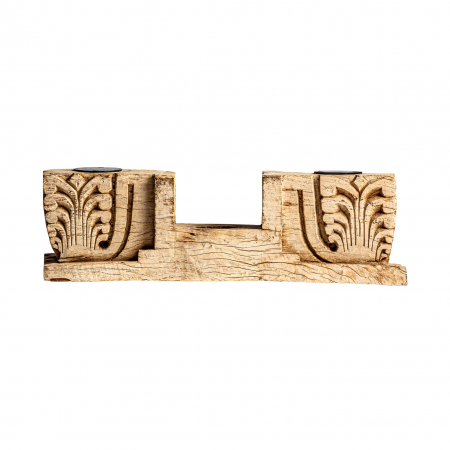 Etnic - Suport lumanare etnic lemn tec mare|Suporturi decorative