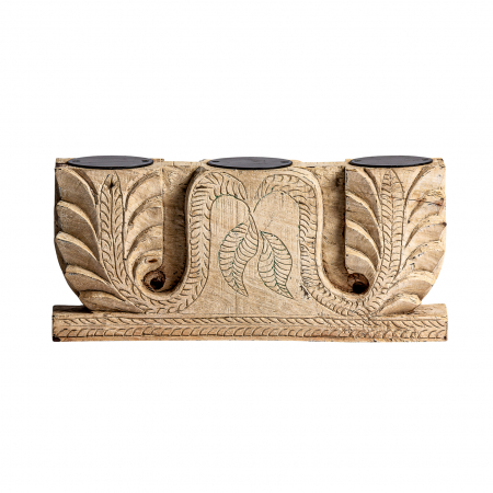 Suport lumanare etnic lemn tec mare|Suporturi decorative [2]
