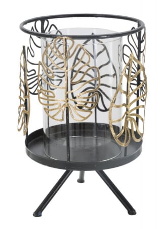 Suporturi Lumanari, Sfesnice - Suport lumanari Foglie Gold frunze monstera CreativDeco