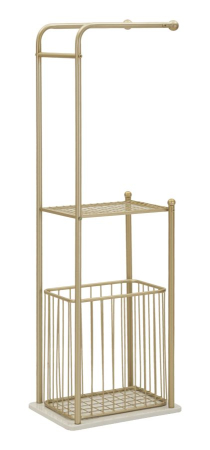 Baie - Suport pentru prosoape din metal auriu cu raft și coș depozitare