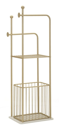 Baie - Suport pentru prosoape din metal auriu cu raft și coș depozitare modern