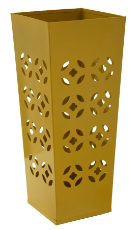 Suport Umbrela - Suport pentru umbrele din metal galben muștar cu model perforat decorativ