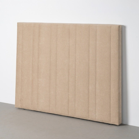 Mobilier - Tăblie de pat din stofă bej cu striații verticale