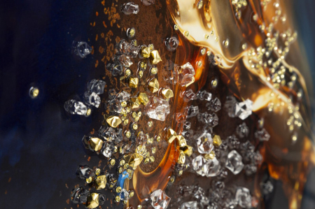 Tablou abstract albastru aur 60x90 cm – efect tridimensional pe pânză cu detalii aurii [4]