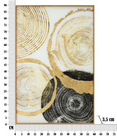 Tablou Abstract Circles, auriu/negru, sticla/aluminiu/hartie [6]
