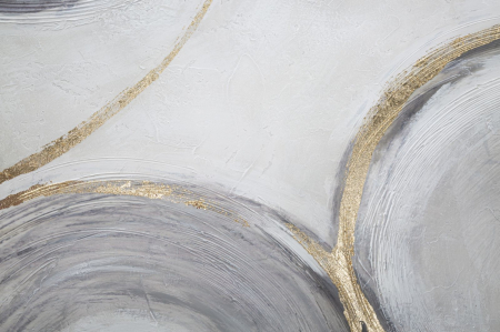 Tablou cercuri aurii fundal gri 150x60 cm – artă abstractă pictată manual [3]