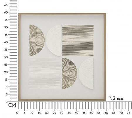 Tablou grafic texturat alb-auriu 60x60 cm – compoziție elegantă pe pânză simetrică [5]