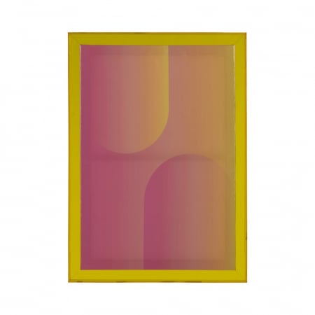 Decoratiuni perete - Tablou colorat roz-violet cu ramă galbenă – print lucios vertical