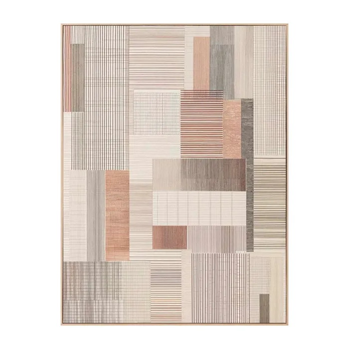 Tablouri - Tablou abstract geometric bej cu relief textil