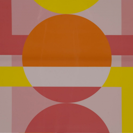 Tablou geometric galben-orange-roz cu ramă acrilică roz – vertical 80x120 cm [1]