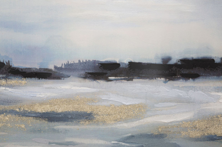 Tablou abstract scandinav 120x60 cm – peisaj eteric cu accente aurii [2]