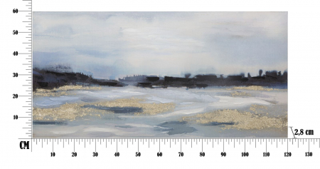 Tablou abstract scandinav 120x60 cm – peisaj eteric cu accente aurii [5]