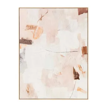 Tablouri - Tablou abstract pictat manual în ulei bej cu accente maro