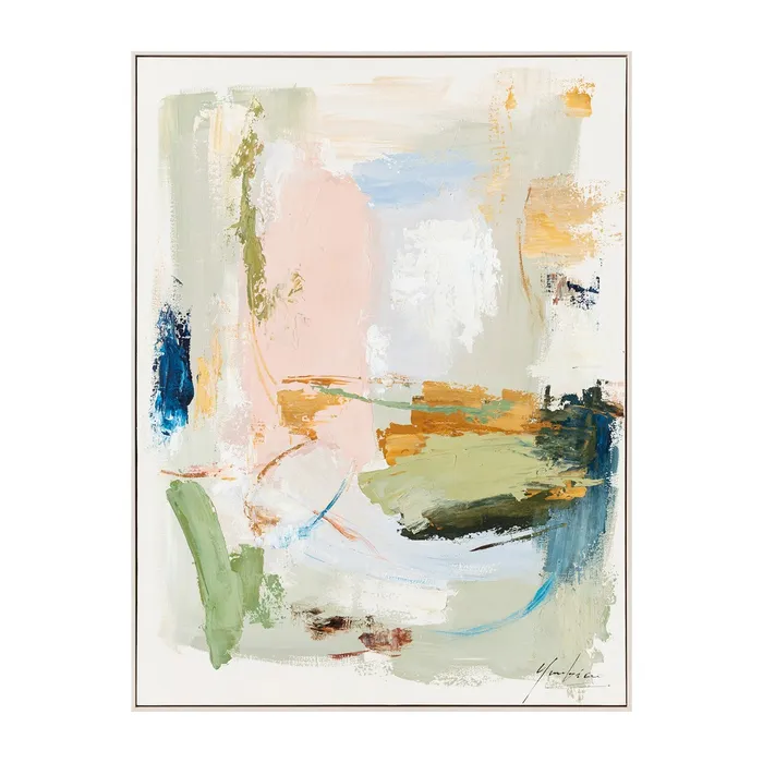 Tablouri - Tablou abstract pictat manual în ulei multicolor
