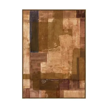 Tablouri - Tablou abstract pictat manual pe iută în tonuri pământii