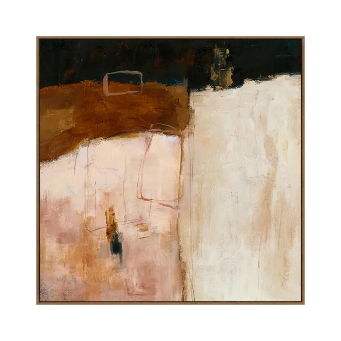 Tablouri - Tablou abstract pictat pe in în tonuri crem maro și negru