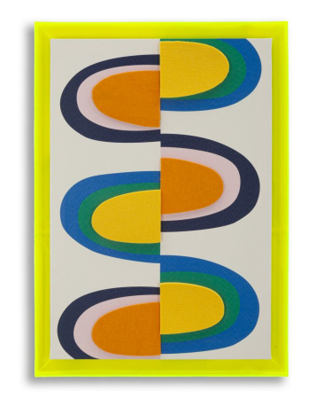 Decoratiuni perete - Tablou retro abstract galben neon 50x70 cm – grafică anii ’70 reinterpretată