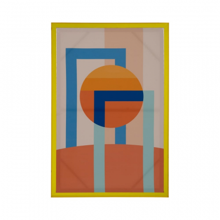 Tablouri - Tablou geometric galben-orange-albastru cu ramă galbenă – vertical 80x120 cm