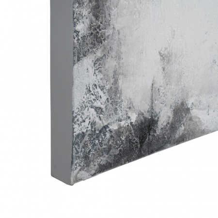 Tablou abstract orizontal pictat manual, alb gri cu linie centrală [4]
