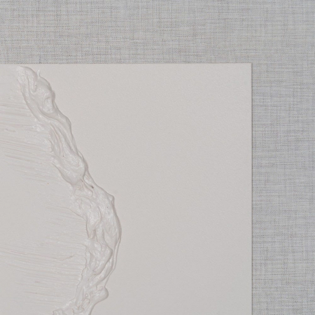 Tablou abstract vertical pictat manual, alb cu textură organică [1]