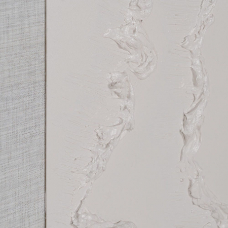 Tablou abstract vertical pictat manual, alb cu textură organică [2]