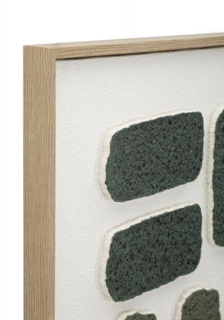 Tablou abstract verde texturat 60x80 cm – relief natural cu ramă lemn natur [1]