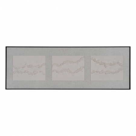 Tablouri - Tablou triptic pictat manual, orizontal gri bej rose auriu