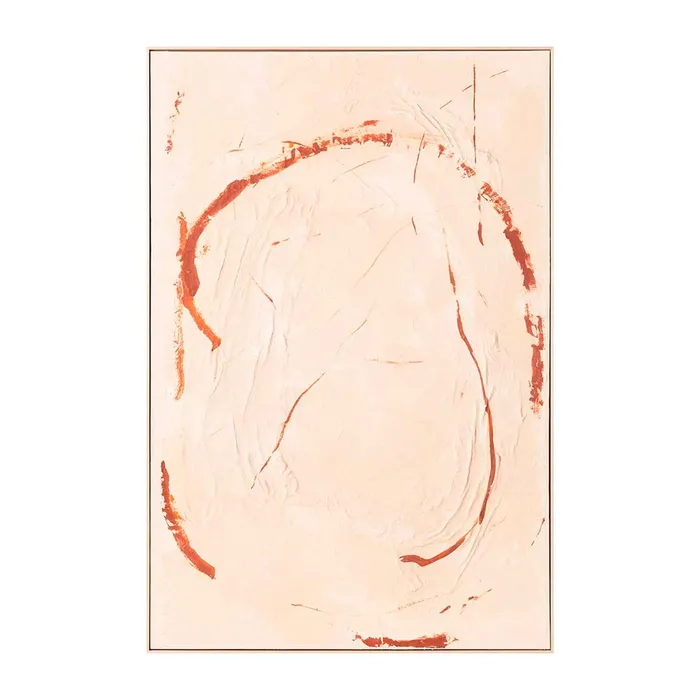 Tablouri - Tablou abstract vertical cu relief textil și accente terracotta
