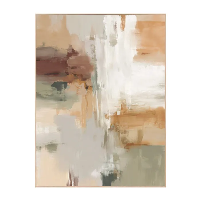 Tablouri - Tablou abstract vertical pe pânză bej și teracotă