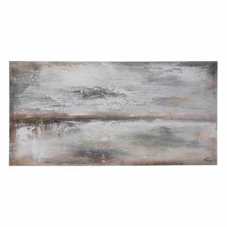 Tablouri - Tablou abstract vertical pictat manual, tonuri reci gri alb