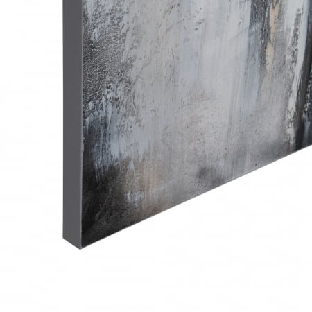 Tablou abstract vertical pictat manual, gri alb bej textură [3]
