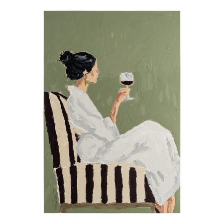 Decoratiuni perete in Stil Modern - Tablou canvas cu femeie in rochie alba si pahar de vin