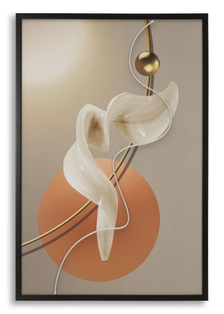 Tablou Canvas cu LED si rama abstract modern cu forme fluide decor vertical