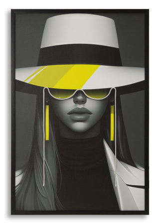 Tablou Canvas cu LED si rama portret fashion alb negru decor modern