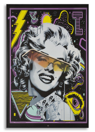 Tablou Canvas cu LED si rama portret pop art iconic 3D acrilic decor modern