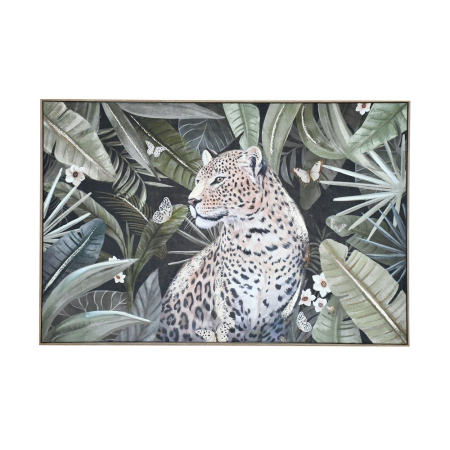 Decoratiuni perete - Tablou canvas cu leopard printre frunze tropicale