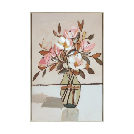 Decoratiuni perete - Tablou canvas cu magnolii roz-alb pe fundal bej