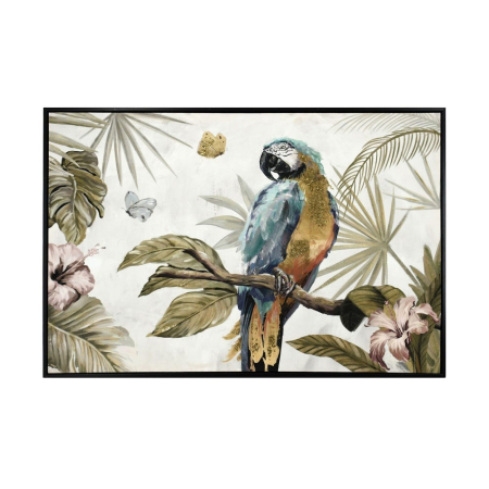Decoratiuni perete - Tablou canvas cu papagal albastru printre frunze