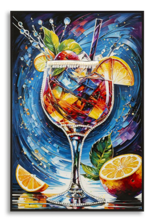 Tablouri - Tablou Canvas cu rama din lemn pentru restaurante baruri si spatii HoReCa cu pahar cocktail