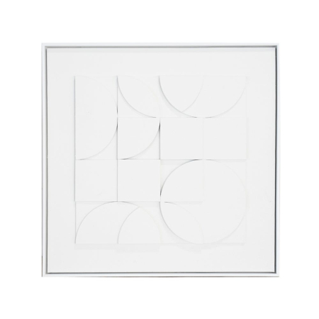 Decoratiuni perete - Tablou canvas cu relief geometric alb, compozitie asimetrica
