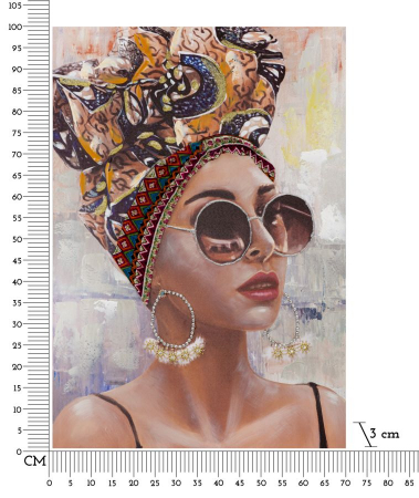Pictura Canvas Portret Feminin cu Turban Colorat - CreativDeco [5]