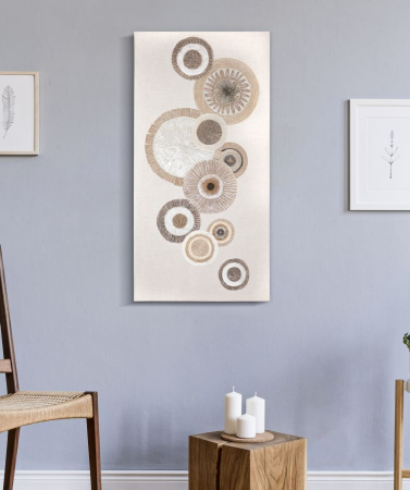 Tablou Circola cu insertii, panza, bej crem - CreativDeco.ro [1]