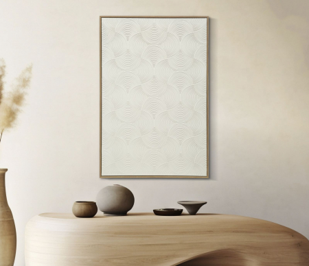 Tablou japandi abstract 80x120 cm – textură semilunară și echilibru vizual discret [1]