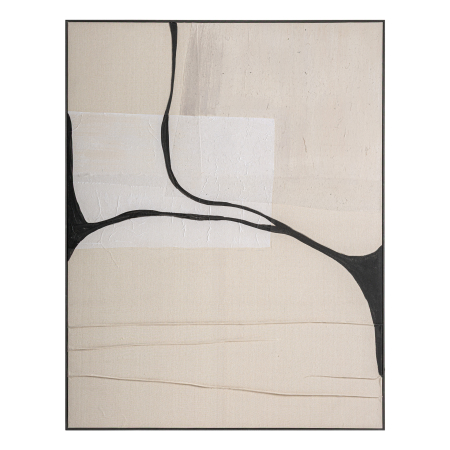 Decoratiuni perete in Stil Contemporan - Tablou decorativ abstract vertical bej cu accente negre Kai