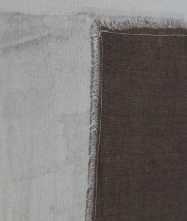 Tablou decorativ BRUMA pânză albă cu in și lemn [1]