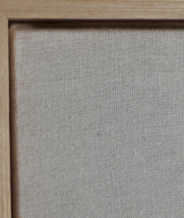 Tablou decorativ BRUMA pânză albă cu in și lemn [3]