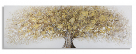 Tablouri - Tablou copac aurit 180x60 cm – artă decorativă glam în relief metalizat