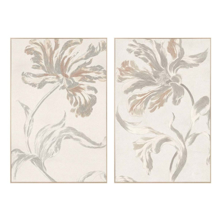 Decoratiuni perete - Tablou decorativ cu imprimeu floral crem și relief textil