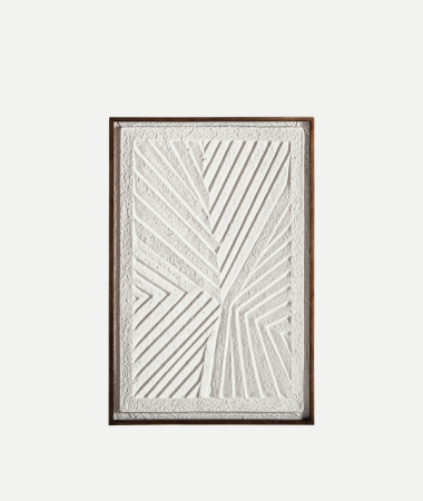 Decoratiuni perete - Tablou decorativ papier-mâché alb cu ramă lemn